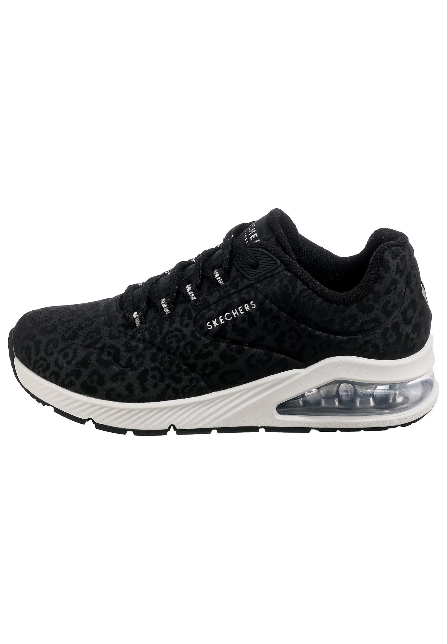 Uno 2 - Sneakers Laag - Black Tonal Leopard Print Durabuck/ Mesh Trim